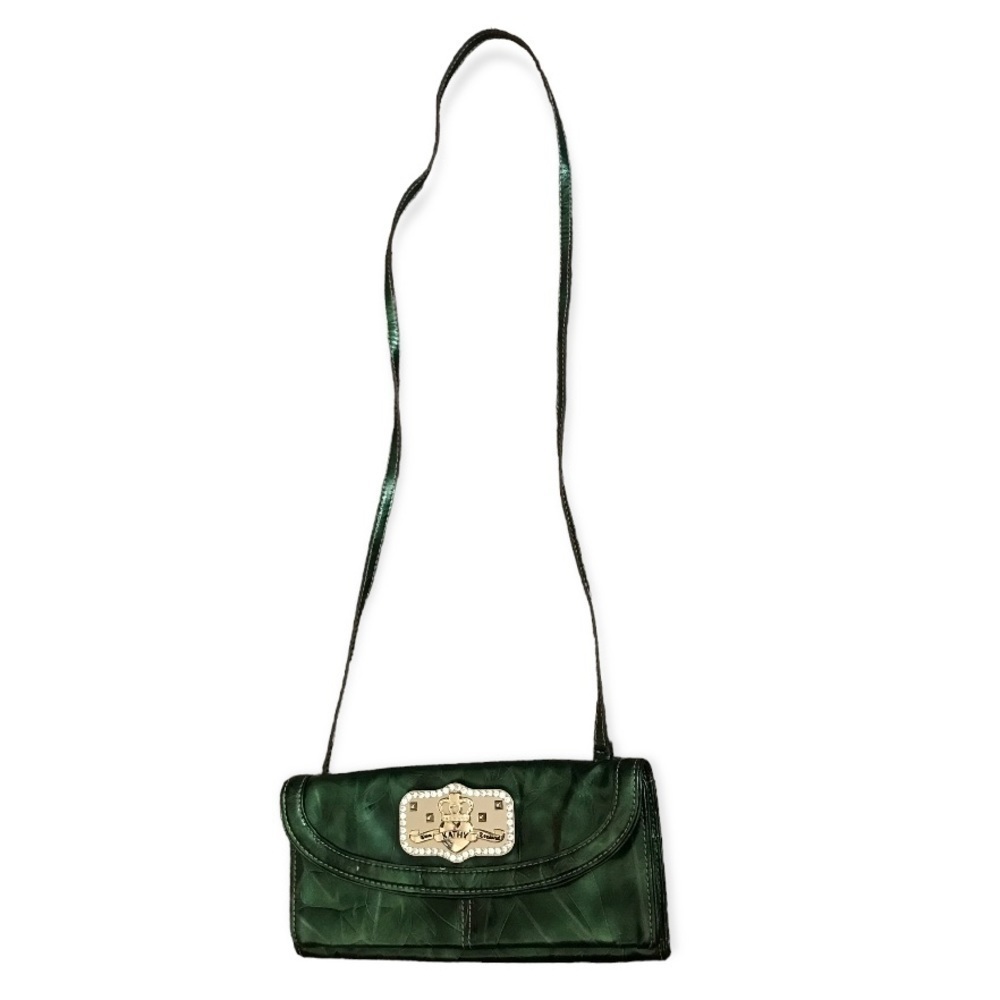 Kathy van zeeland metallic green crossbody purse